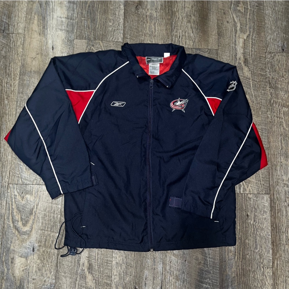 Columbus Blue Jackets‎ Reebok Full Zip Blue Windbreaker Jacket Youth M 10/12